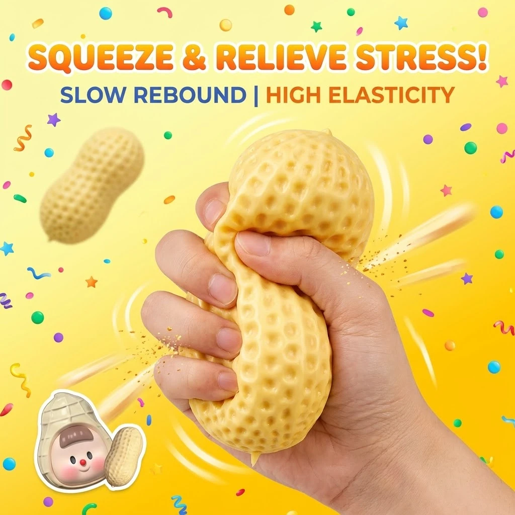 Ästhetischer Erdnuss-Fidget-Ball: Knuspriges, Butteriges Quetschspielzeug, ASMR Taktiles Sensorisches Entspannungsspielzeug, Premium Büro-Schreibtisch-Dekoration Neu