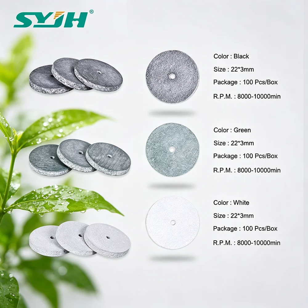 

SYJH Dental 100 Pcs/Box Silicone Polishing Wheel Rubber Rotary Grinding 3 Colors For Dentistry Teeth Fine Finishing Equipment