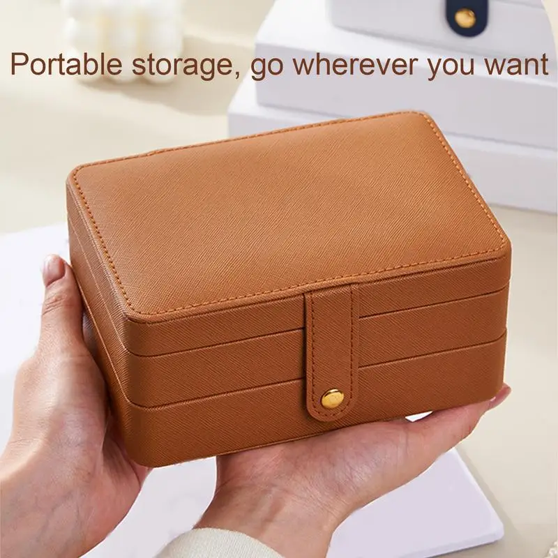

Jewelry Box Organizer Three-Layer Jewelry Storage Box PU Leather Case Waterproof Holder Display Home Organization for Stud