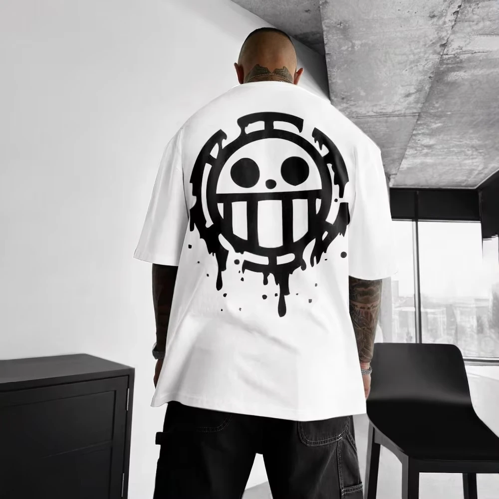 One Piece Men's T-Shirt, Trafalgar Law, Summer/Autumn, Japanese Anime, Boys' Clothing, Short-Sleeve, Retro Brand