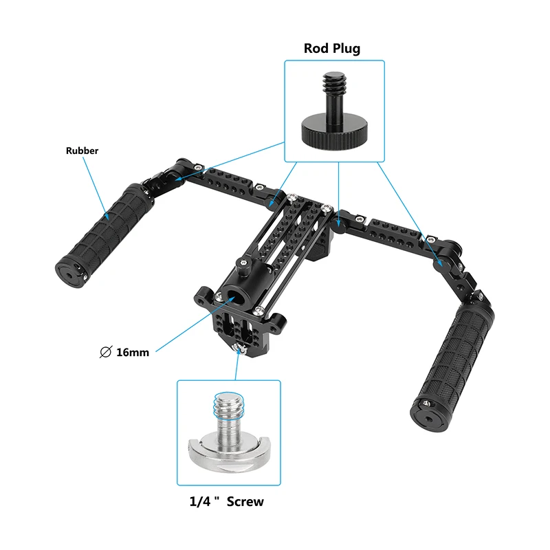 HDRIG 5 e 7 "Monitor LCD Kit de gaiola de monitor de diretor com alças e conector de suporte de luz Rack ajustável em altura