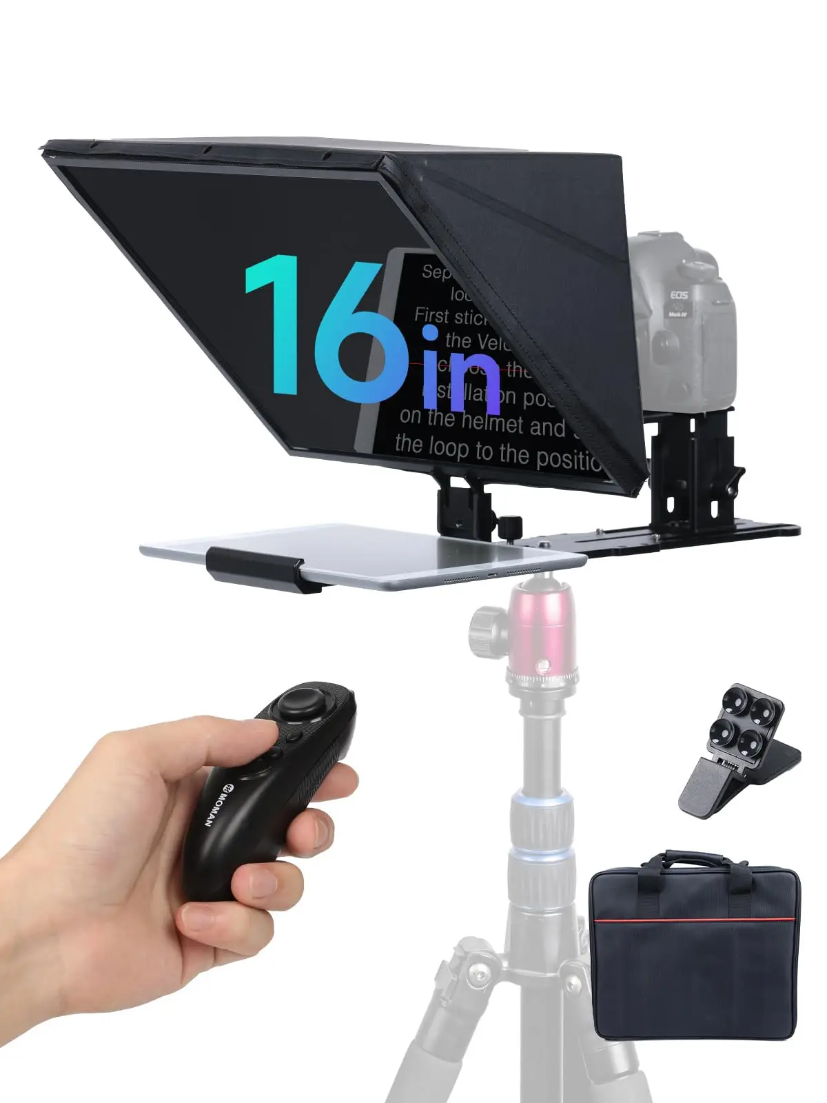 Moman MT16 Professional Teleprompter Kit 16 inch for iPad/Tablet/iPhone Prompting