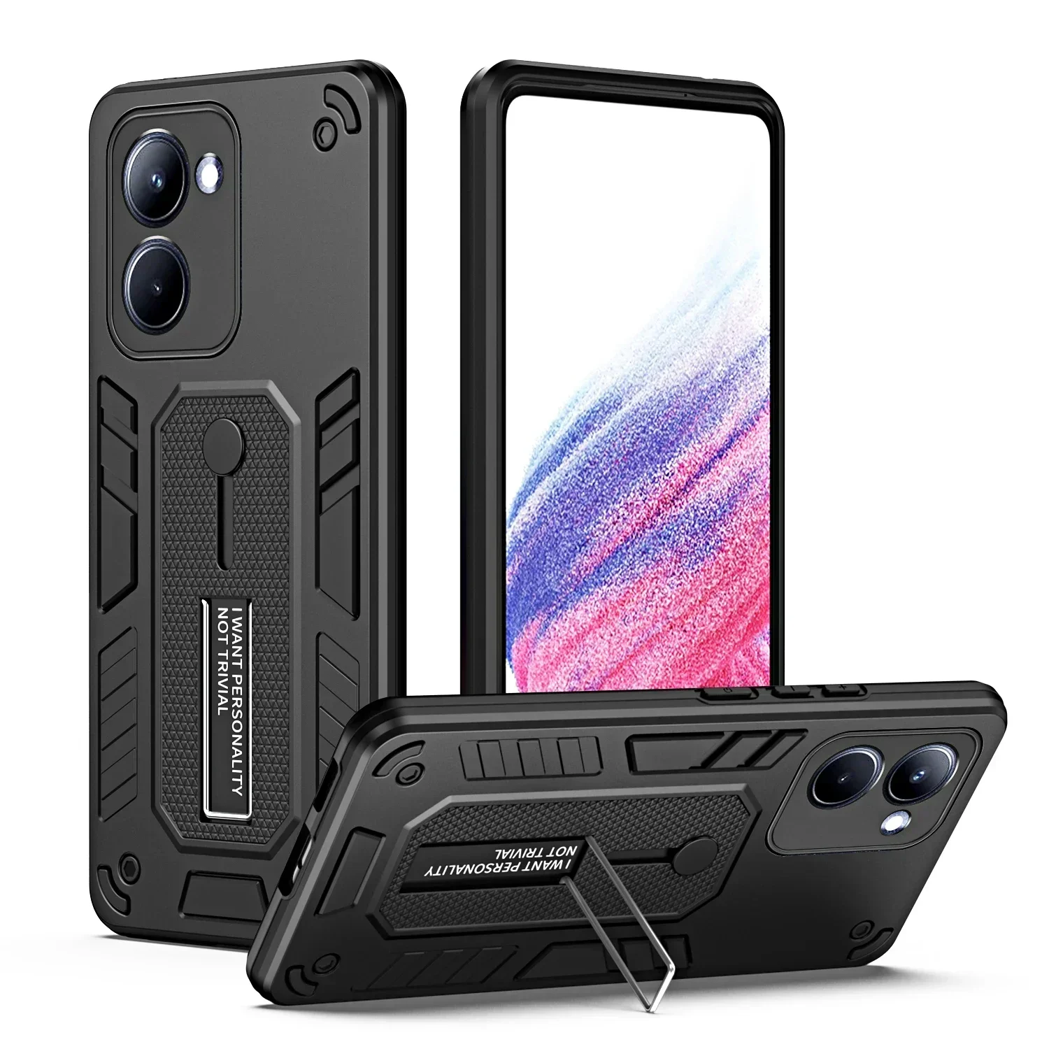 

Shockproof Armor Soft Edges Case for OPPO A79 2023 A38 A18 A78 A58 A96 A76 A36 A77 A57S A17K A16S 4G 5G Car Holder Phone Cover