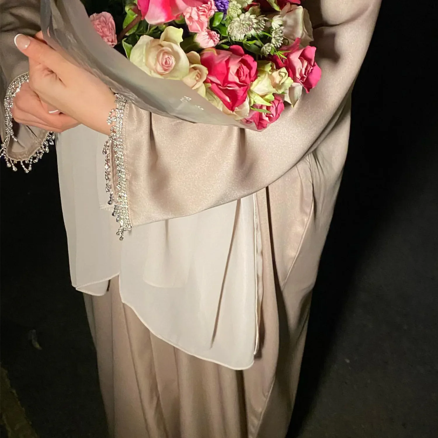 Mulsim Dress Dubai Party Daily Solid Diamonds Women Cardigan Robe Fashion Abaya Turkey Vestido Largo(Excluding internal dresses)