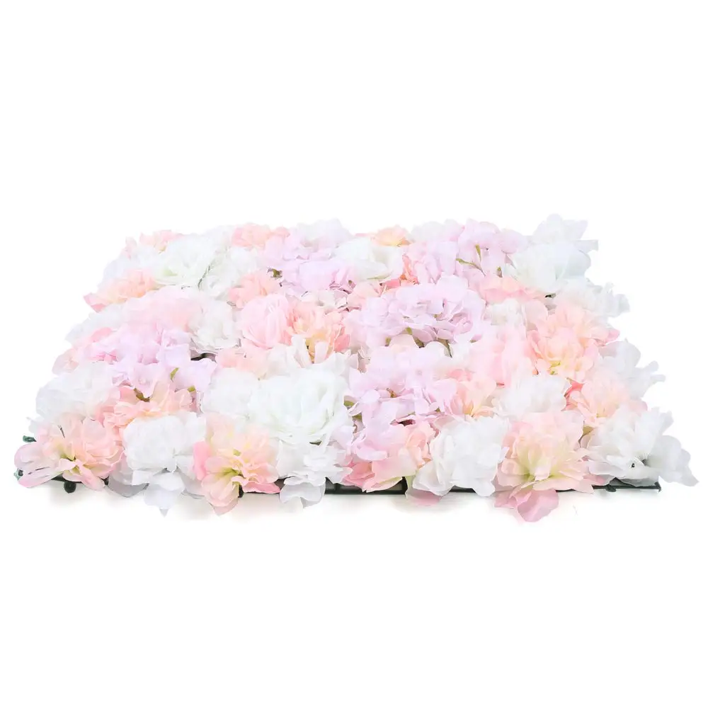 Loyalheartdy 8 pacotes de painéis de parede de flores artificiais 24 "x 16" rosa claro e branco falso hortênsia e rosa cenário de flores artificiais