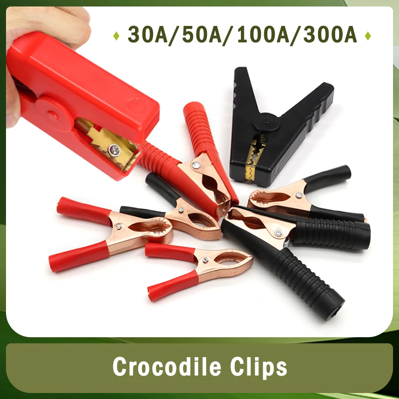 

1-5Pairs Black+Red Set 30A~300A Copper Crocodile Clips for Car Caravan Van Batteries Test Lead Plug Power Connector Battery Clip