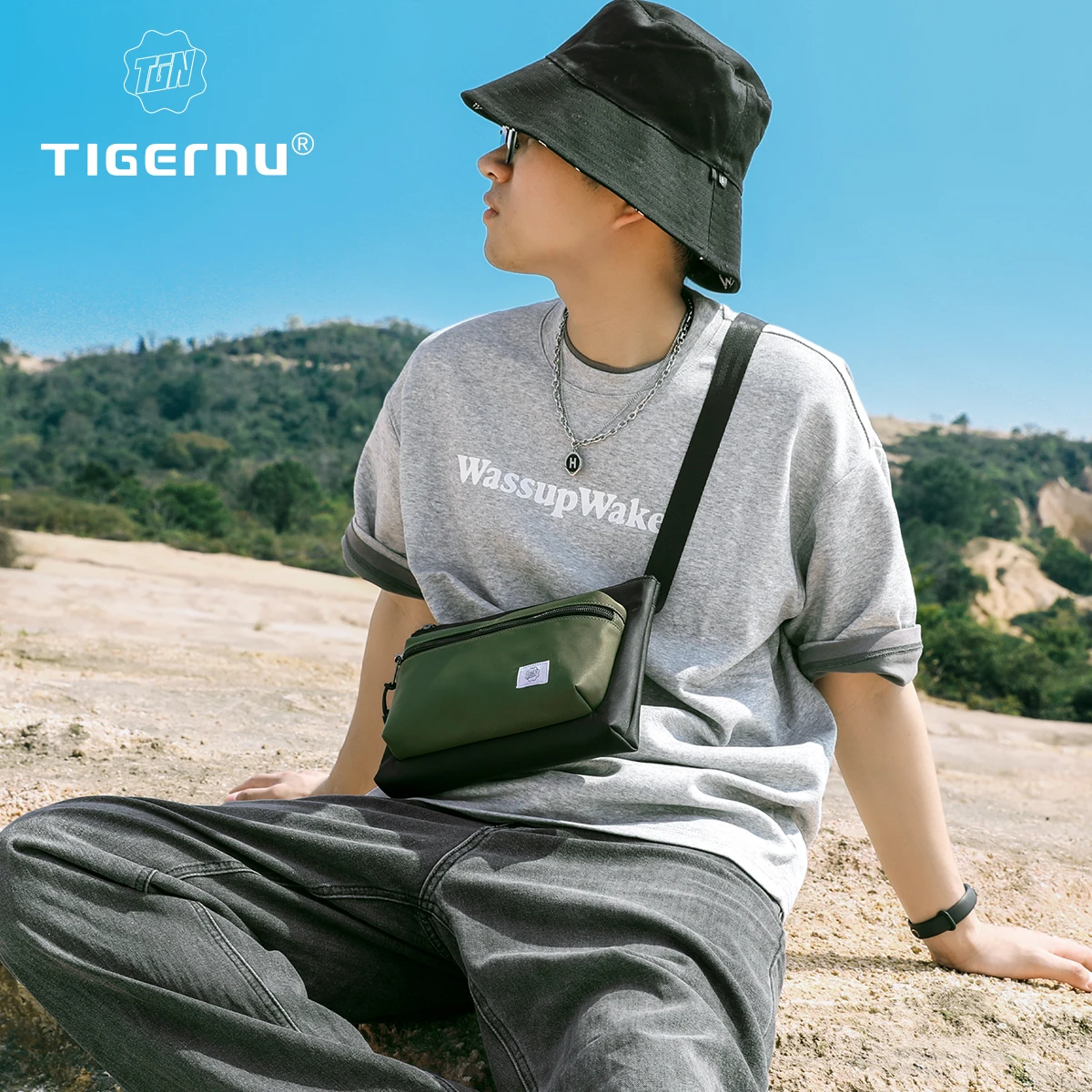 

Tigernu Пожизненная гарантия Мужская сумка через плечо 7,9 дюймов IPad сумка для мужчин легкая сумка через плечо мужская повседневная сумка на ремне водонепроницаемая сумка