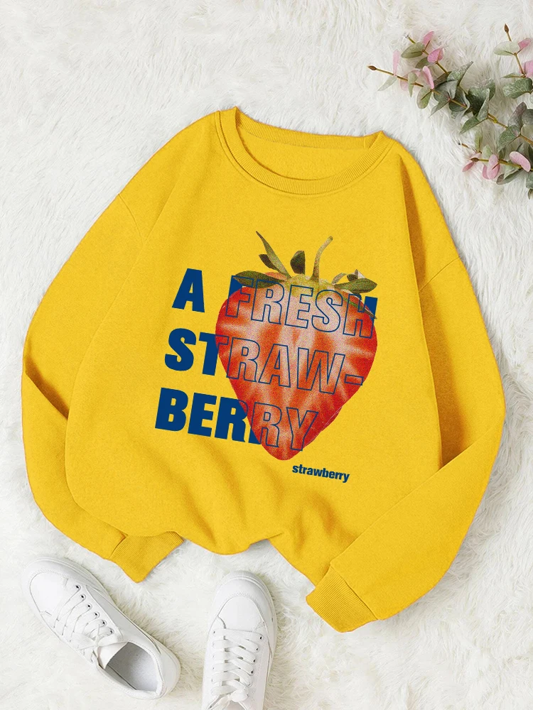 Sweet Strawberries Printing Male Sweatshirt Harajuku O-Neck Retro Hoody Fashion Casual Clothes Autumn Loose Tracksuit Men