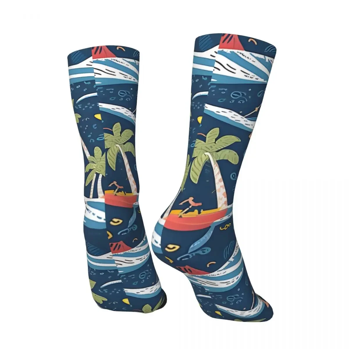 Vintage Tropical Surf Pattern Men's compression Socks Unisex Harajuku Seamless Printed Novelty Crew Sock