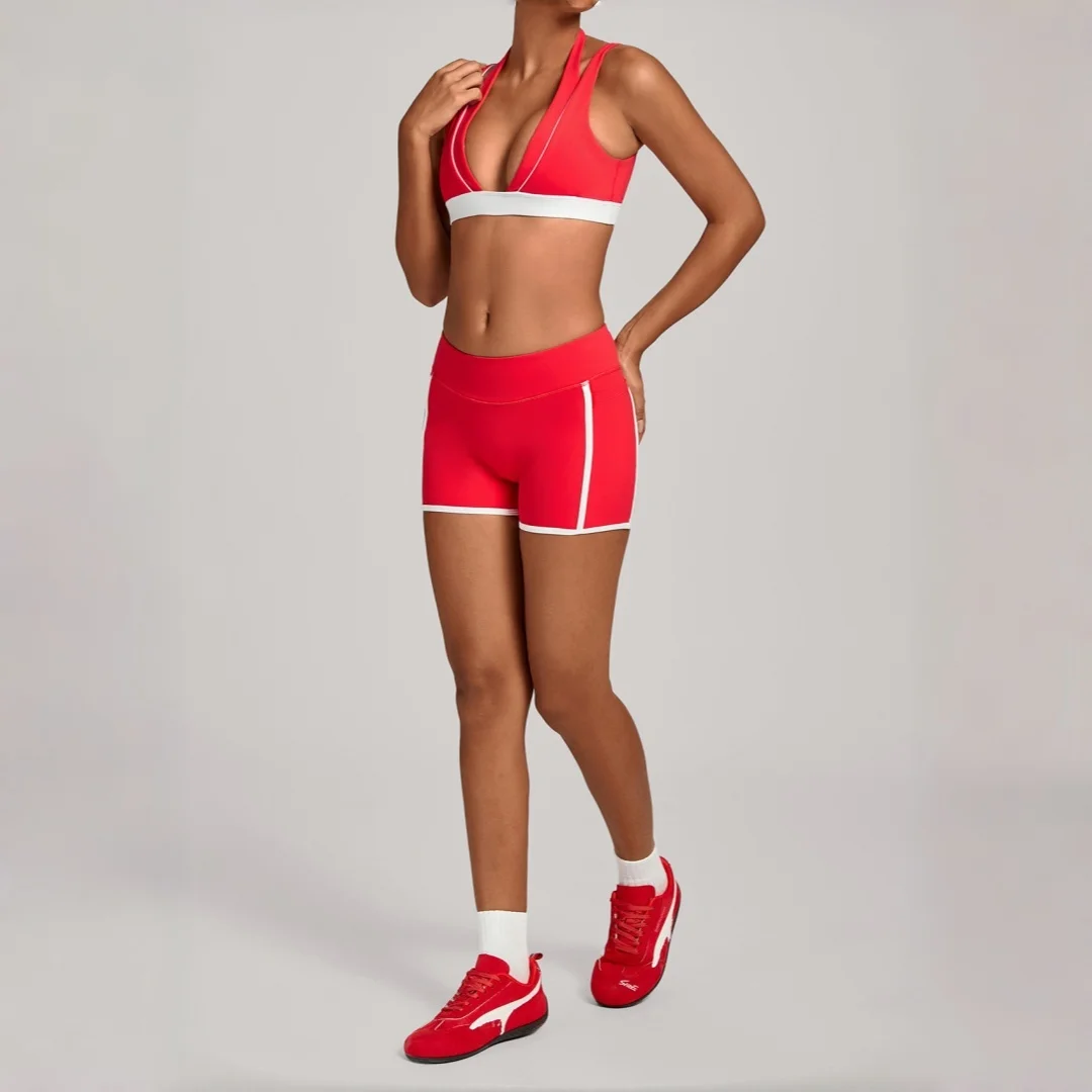 المرأة كتلة اللون ضيق اليوغا مجموعة عالية الخصر الخوخ الورك جيب الرياضة اللياقة البدنية قطعتين دعوى في الهواء الطلق الجري ملابس رياضية للصالة الرياضية #6