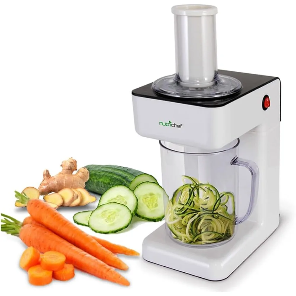 Electric Food Chopper Zoodle Maker 3-in-1 Vegetable Processor, Fruit Cutter, Spiral Shredder Machine, Veggie Spaghetti