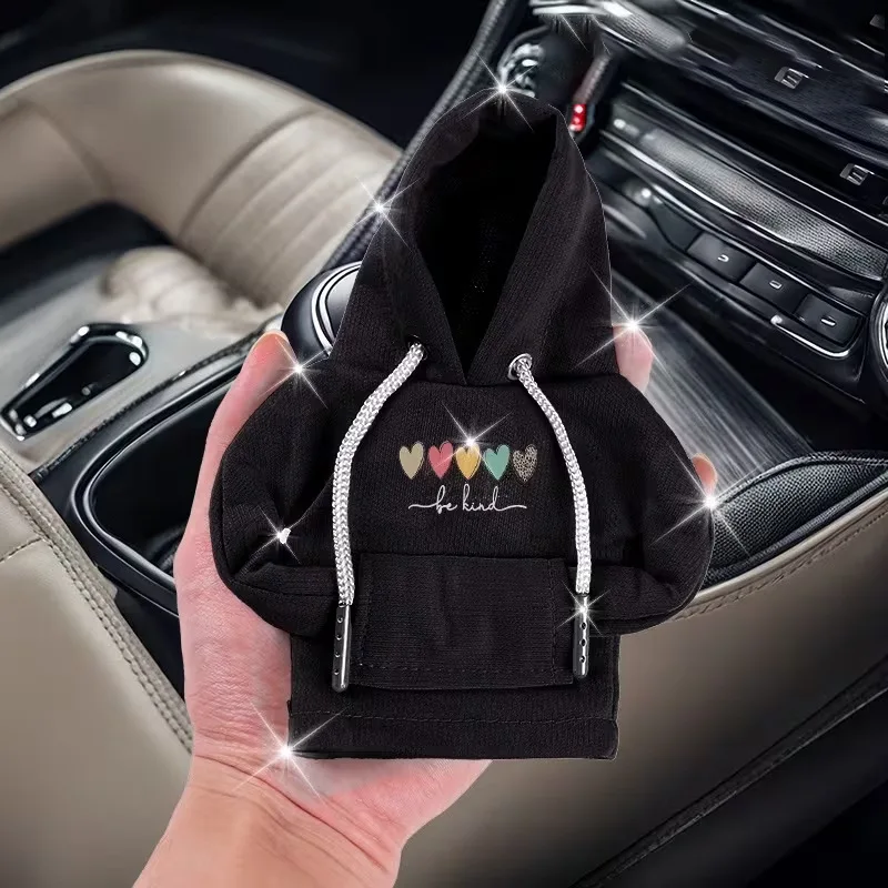 Mini-Hoodie, Schalthebel-Kopfbedeckung, modischer Auto-Schaltknauf, kleiner Pullover, staubdichtes Auto-Innenraumzubehör, schwarz – Detail 2