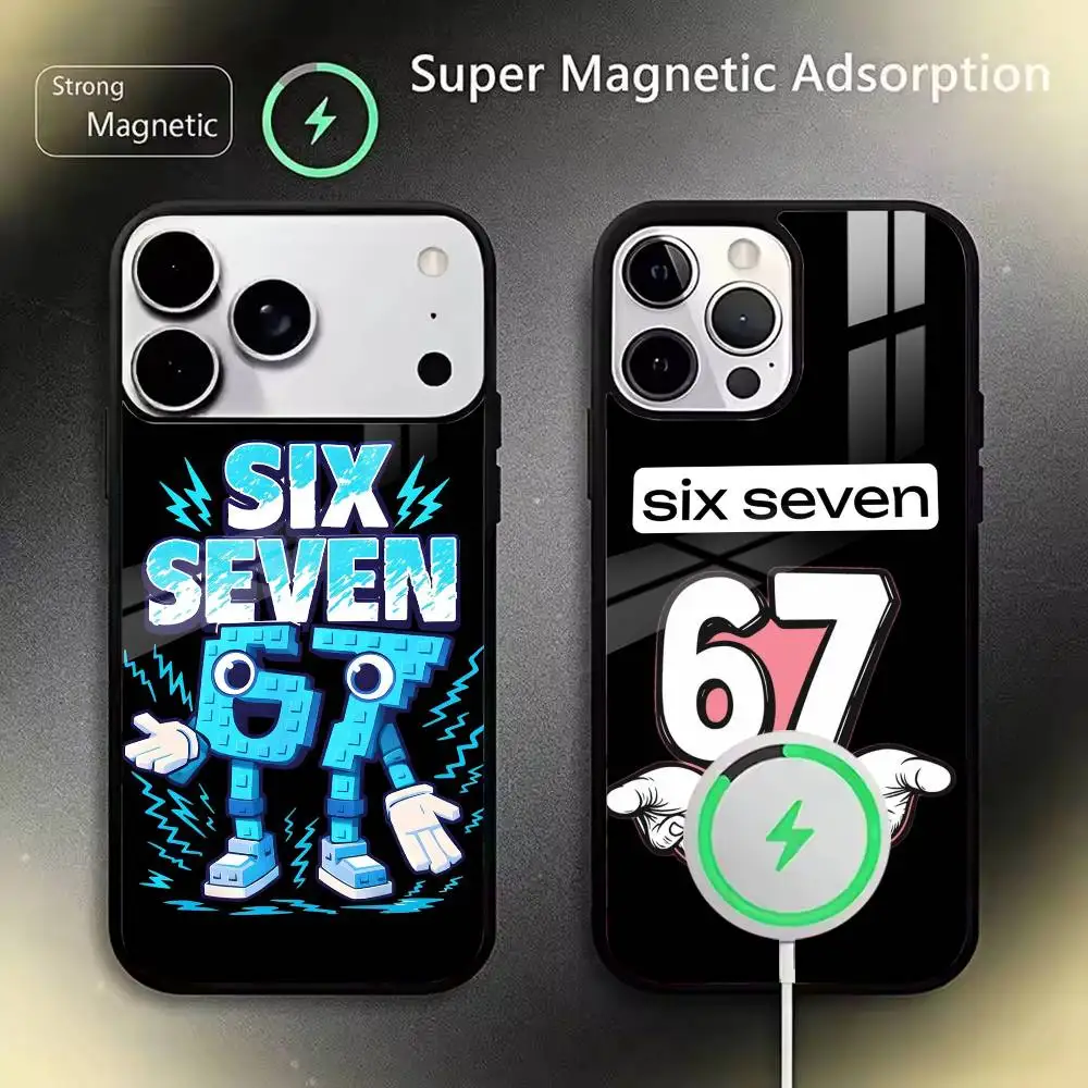 

Meme 67 Six Seven For IPhone17 16 15 14 13 12 11 Plus Pro Max Plus Wireless Charger Phone Case