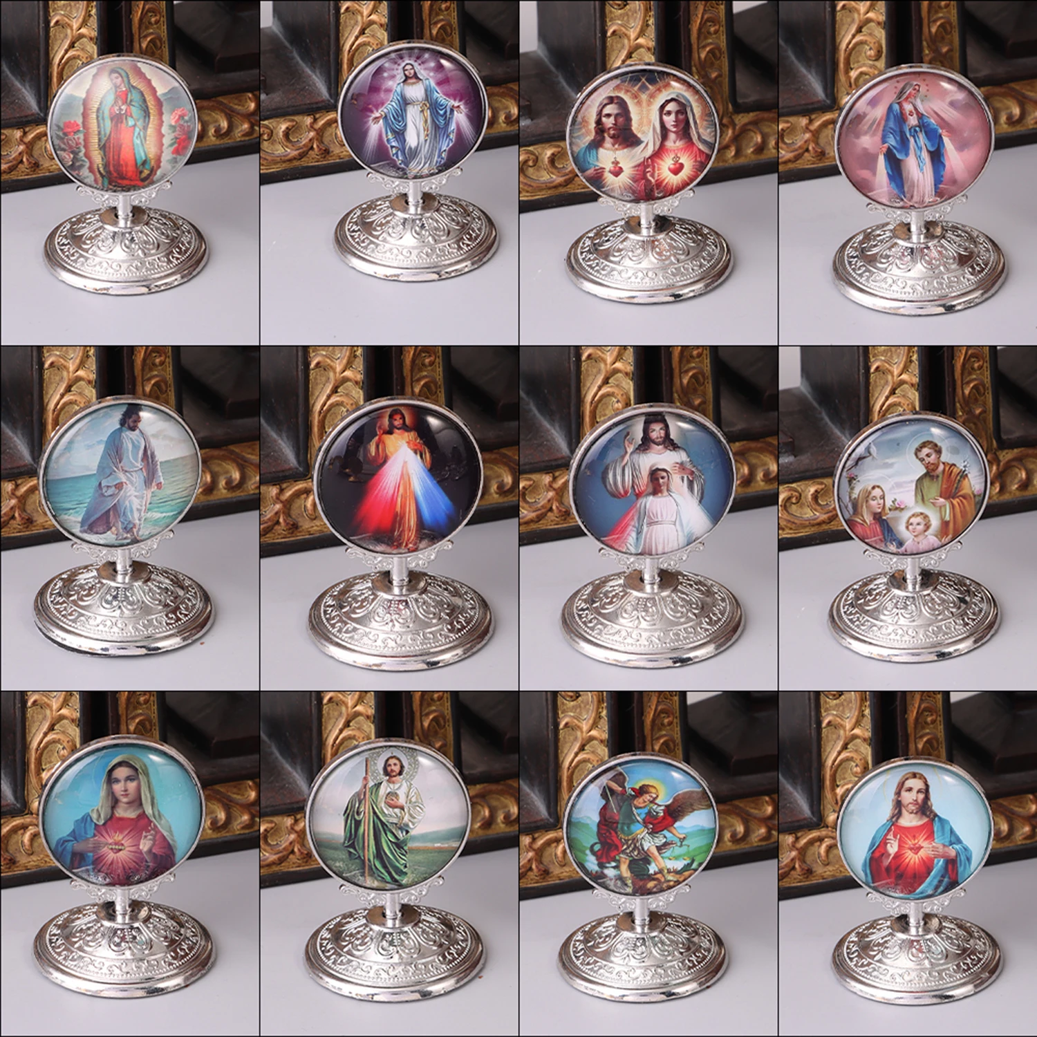 Retro Catholic Home Tabletop Cabochon Ornaments Exquisite Religious Style Car Ornaments Bible Protector Decorations Supplier