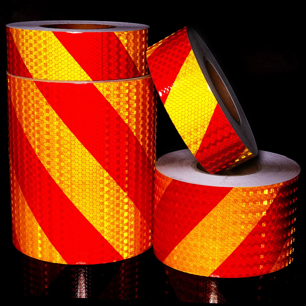 Twill Reflective Tapes in Red & Yellow Waterproof Self-Adhesive Safety Conspicuity Stickers for Car Left And Right Side