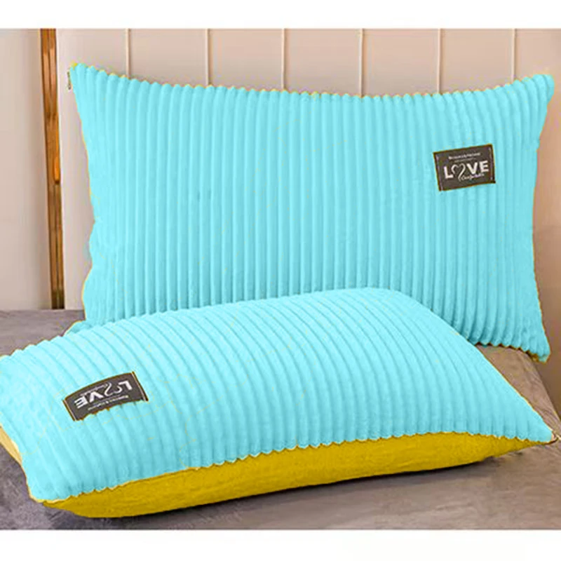 Ein Paar einfache, weiche, rechteckige Kissenbezüge aus Korallen-Samt, 2 Stück, 48 x 74 cm, Kissenbezug mit Reißverschluss, Kissenbezug für Erwachsene, für Bett oder Schlafzimmer – Detail 12