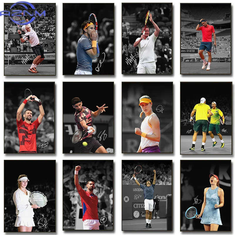 Pósteres fotográficos de jugadores de tenis famosos de AZNM, Eugenie Bouchard, Roger Federer, impresiones en lienzo, cuadros de pared para el hogar, la habitación o el club