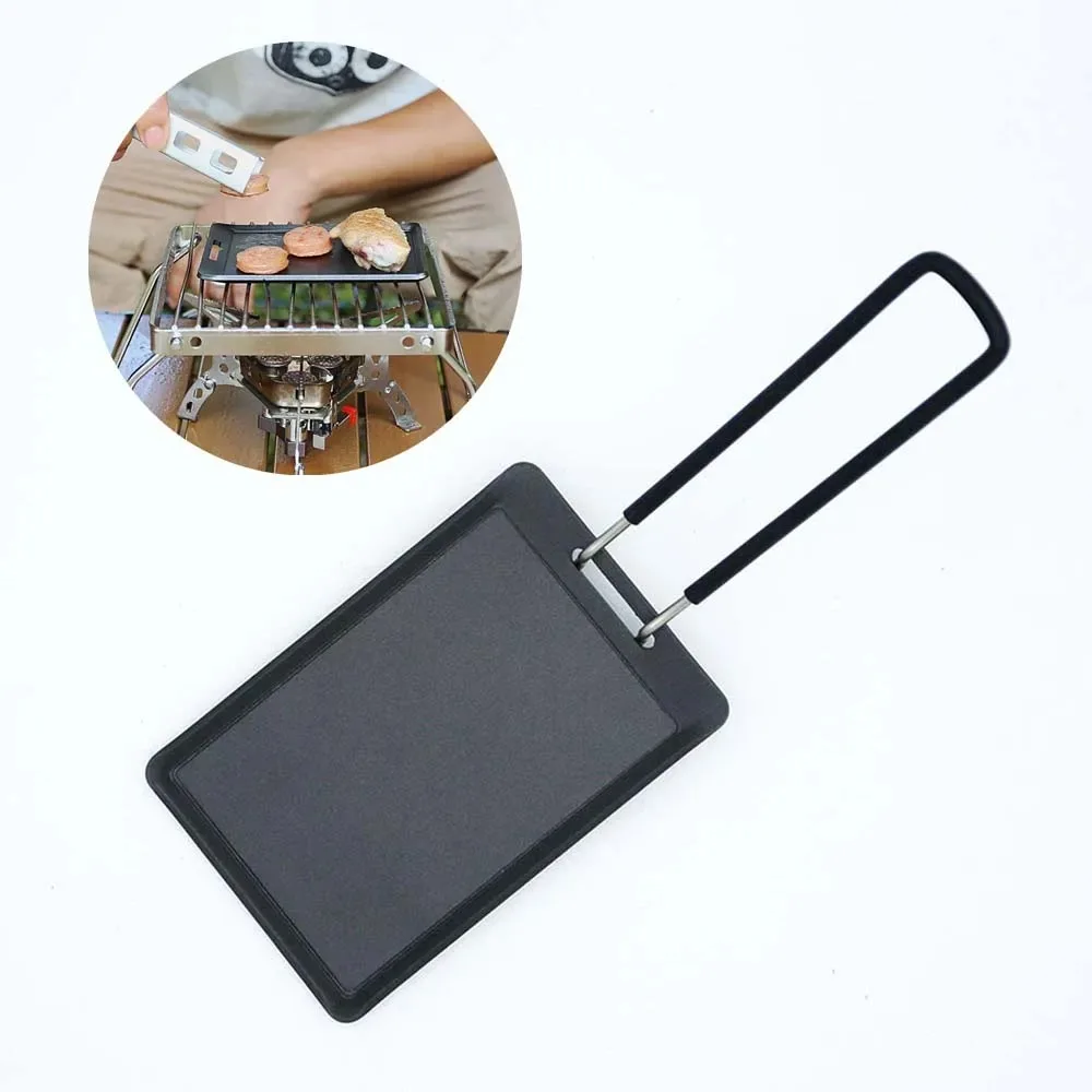 

Camping Small Size Frying Pan Meat Steak Cooking mini Detachable Pan BBQ Baking Dishes tray one person wild hiking cookwake