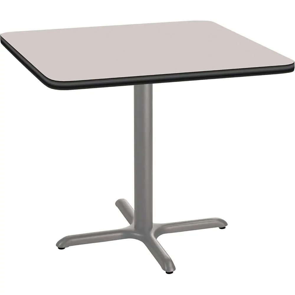 

36 Серый квадратный столик для кафе Nebula с X-образным основанием, высотой 30, сердечником из ДСП и Т-образной кромкой