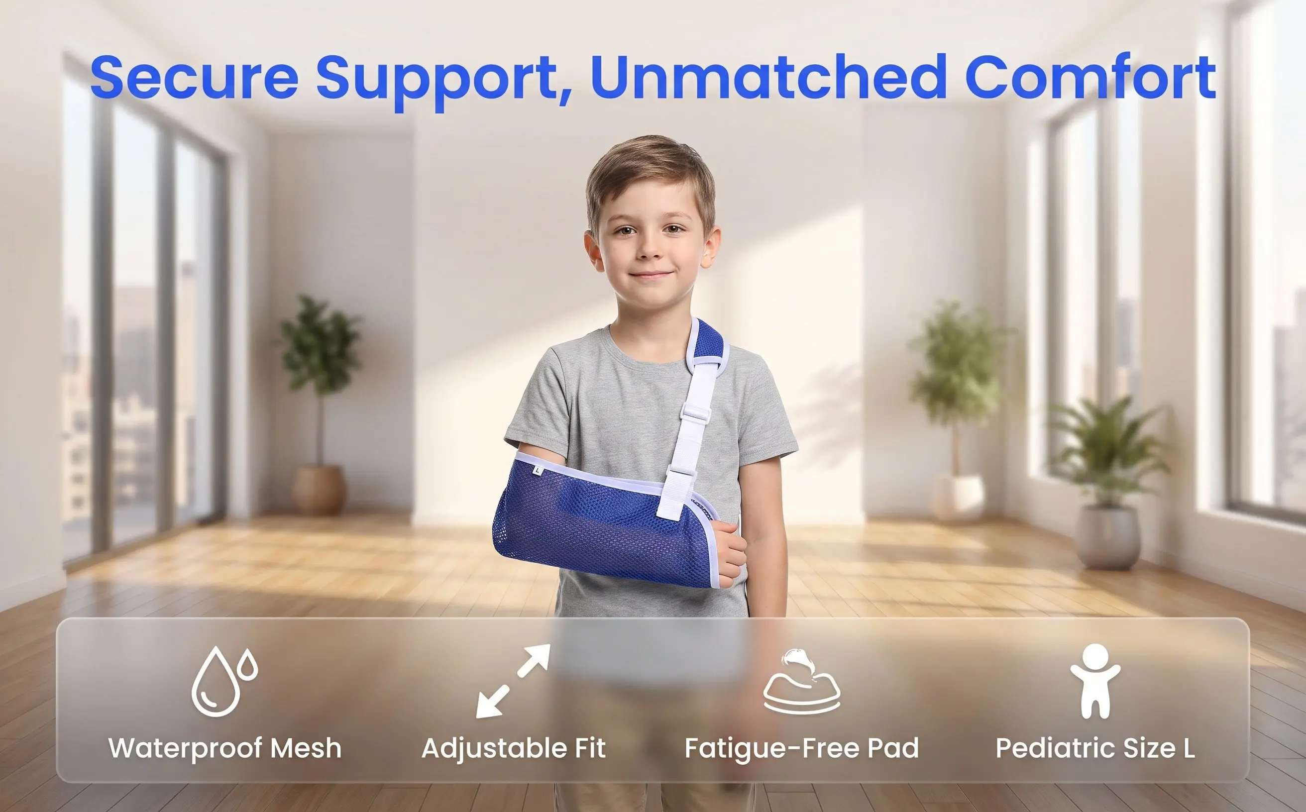 Kids Arm Sling Forearm Support Brace for Broken Fractured Arm Size L Breathable Adjustable Shoulder Immobilizer