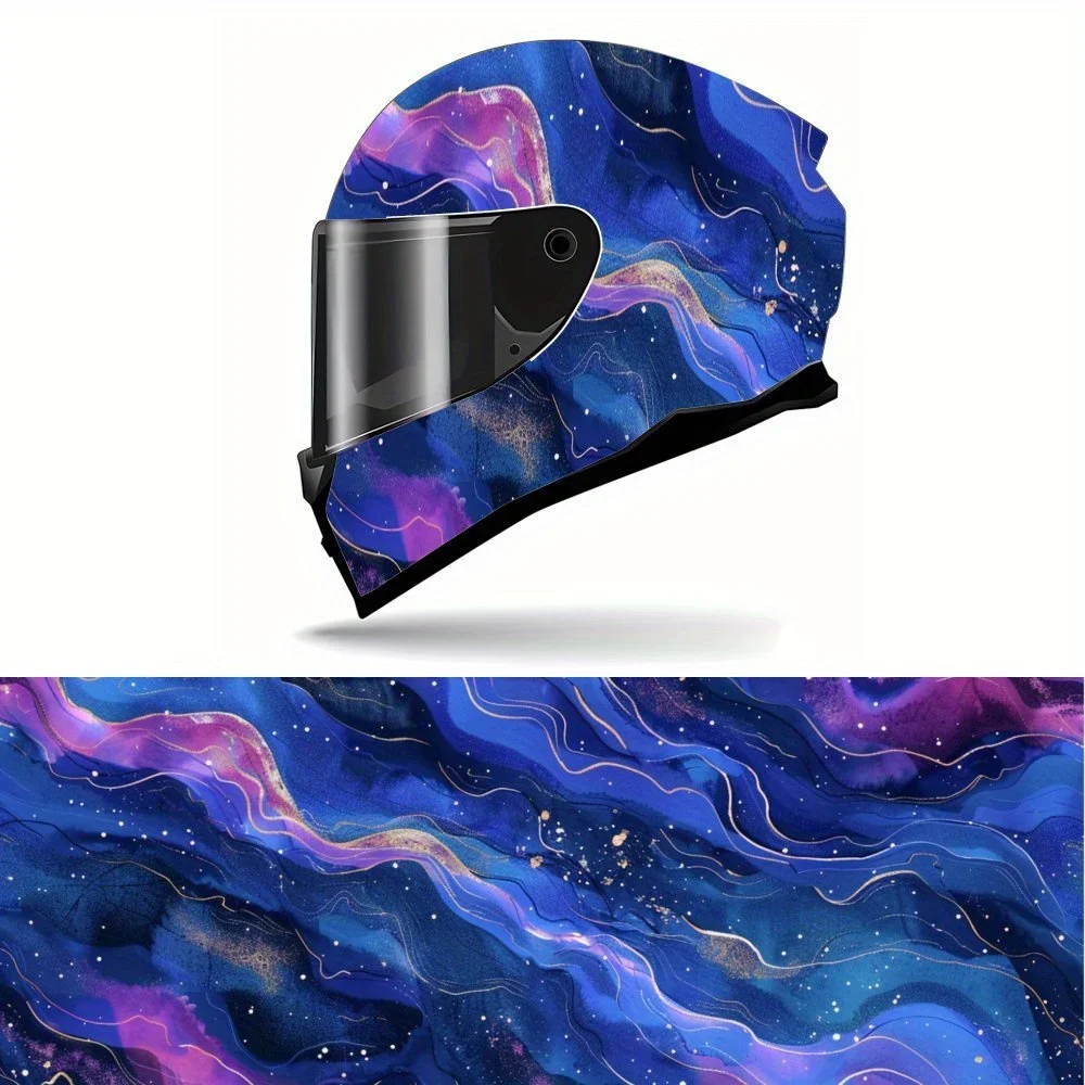 Adesivo de Vinil para Capacete de Motocicleta com Estampa Gráfica de Onda Estelar Cósmica, Decalque Decorativo para Capacete de Corrida