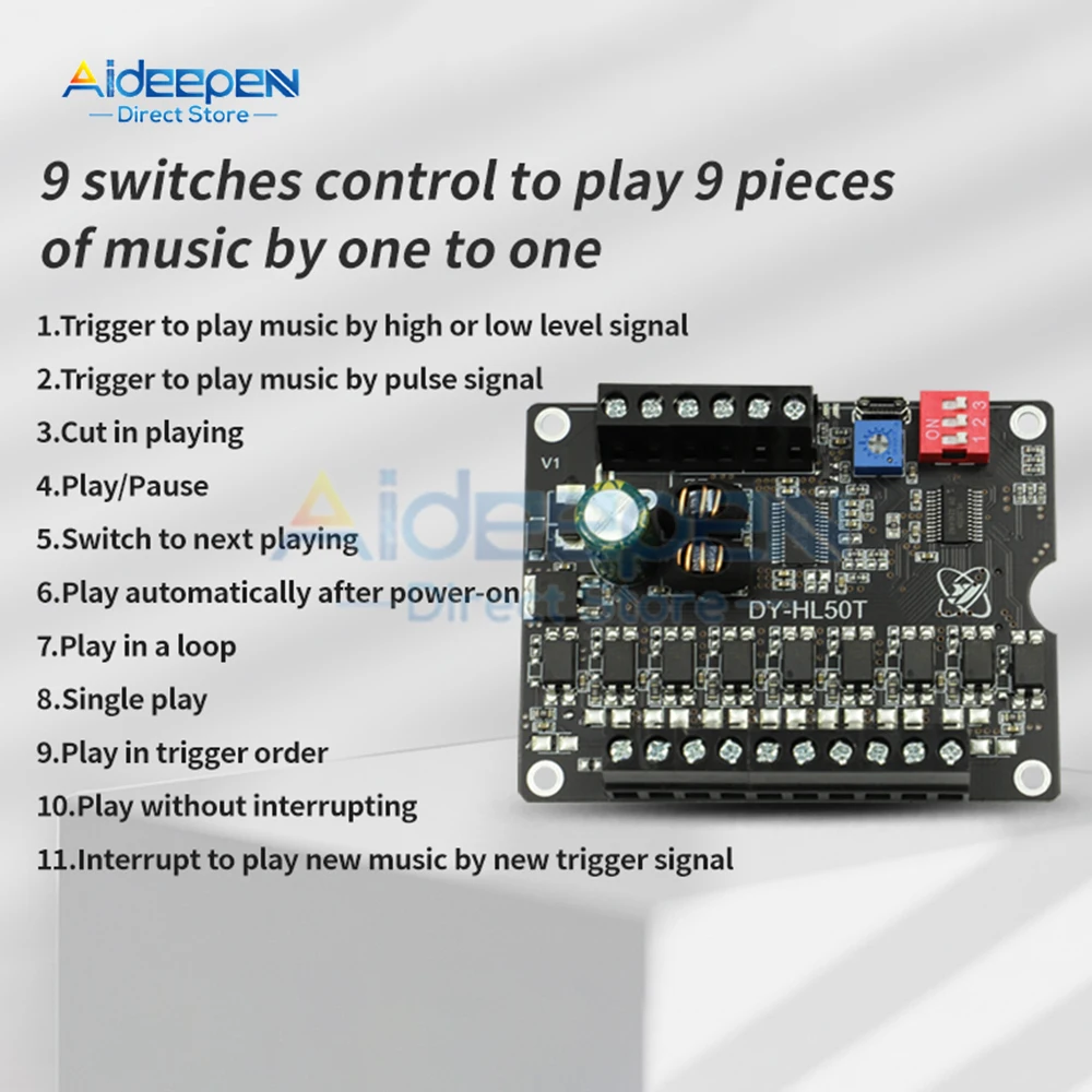 Imagem -02 - Power Voice Broadcast Prompt Module Dc924v 60w Alto e Baixo Nível Gatilho One-to-one Mp3 Playback Suporte tf Card u Disk Mp3