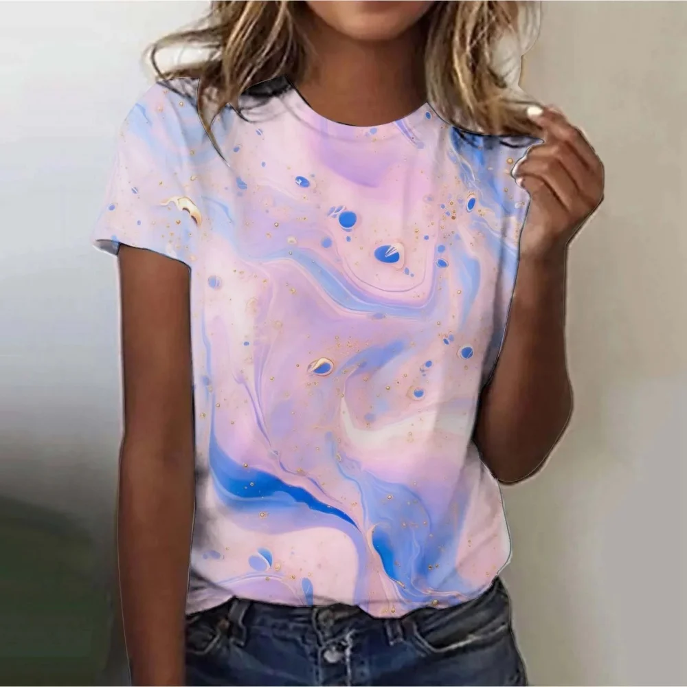 

Marble Texture T-Shirts 3D Print Women's Summer Casual Short Sleeve T Shirt Street Y2k Harajuku O-Neck Tees Tops Female Clothing