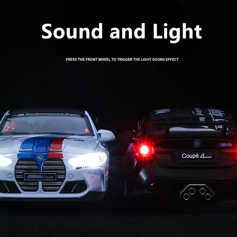 1:32 The Track M4 IM GT Mans Racing Car Free Wheeling High Light Sport Racing Car Model Diecasts & Toy Vehicles Alloy Car Gift