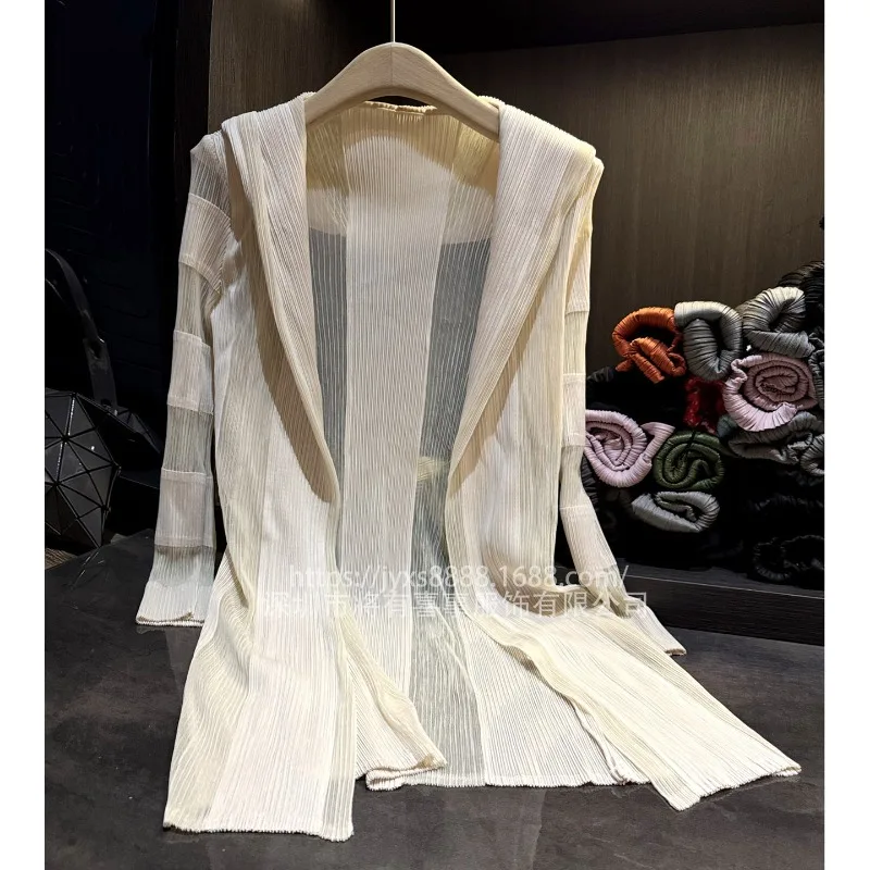 

Плиссированная куртка Miyake, 2025 г., однотонная повседневная тонкая куртка с лацканами для пожилых людей, женская осенняя новинка