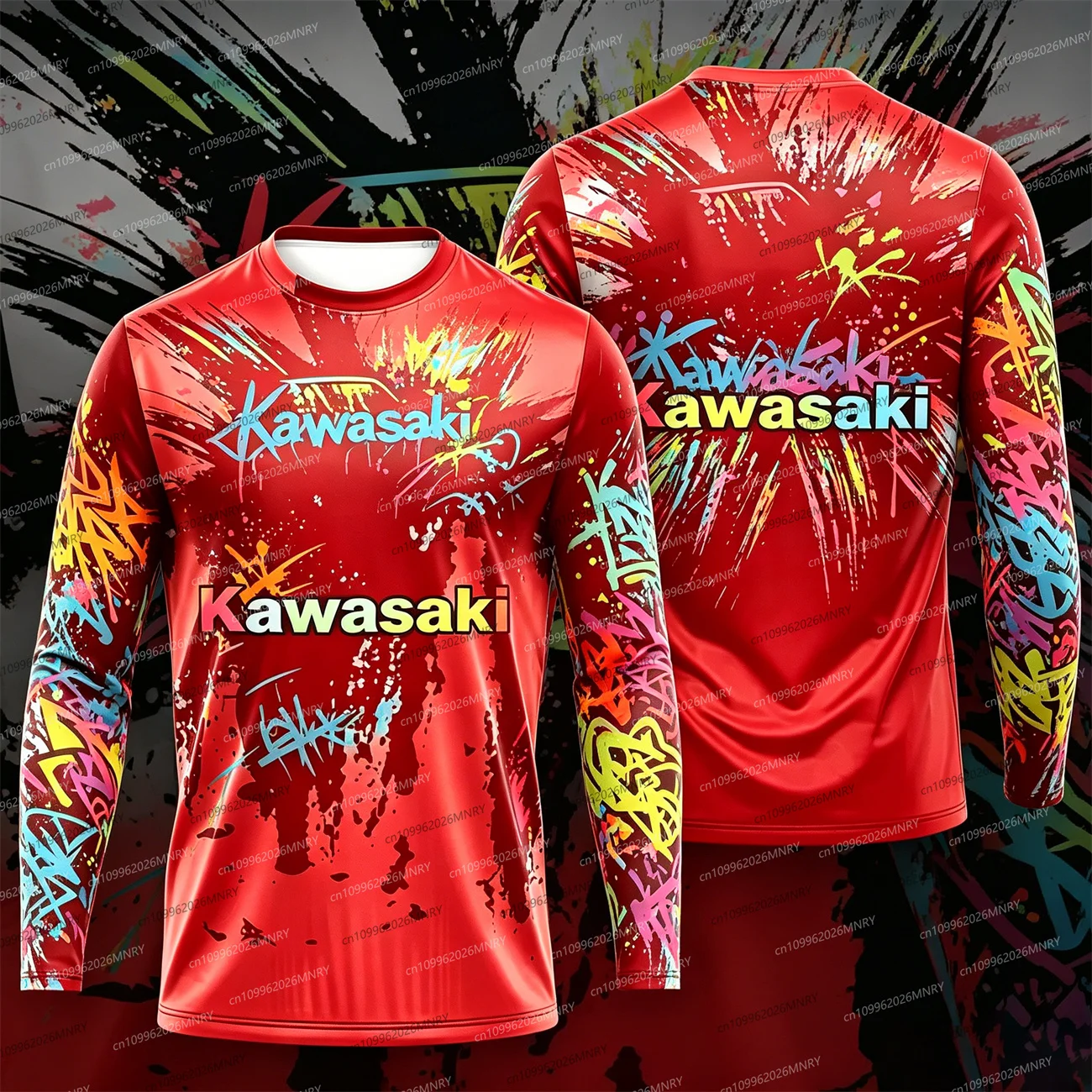

Kawasaki Motocross clothes for man Quick Drying Cycling Suit men long-sleeve t-shirt clothing Women Oversized Sports Sleeved Top