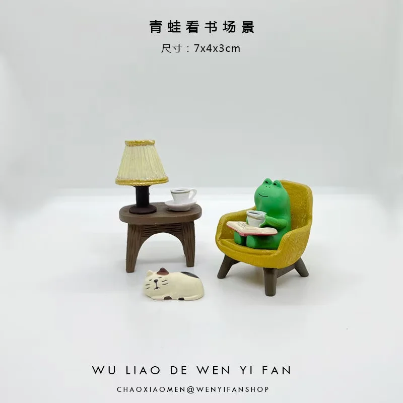 Frog Resin Miniature Dollhouse Accessories DIY Office Decor Anime Statues Car Ornament Cute Modern Art Model Mini Toy
