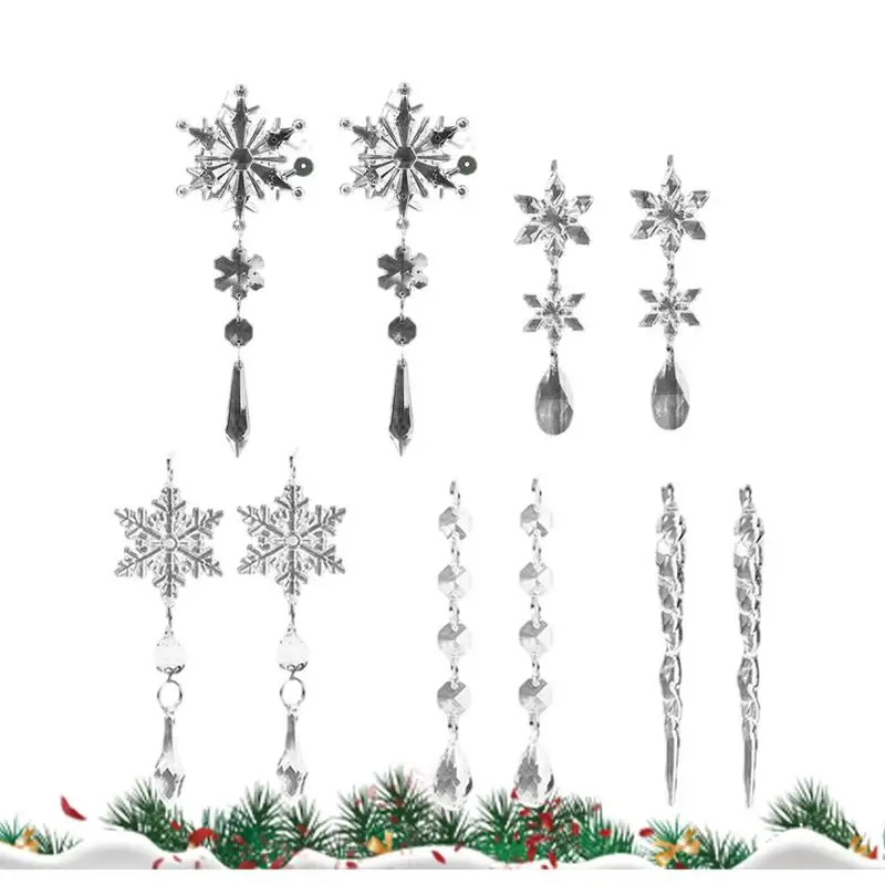 Adornos de copos de nieve 10X, copos de nieve acrílicos de Navidad, colgador de ventana de carámbanos, recuerdo de vacaciones para invierno, Año Nuevo, hogar, boda