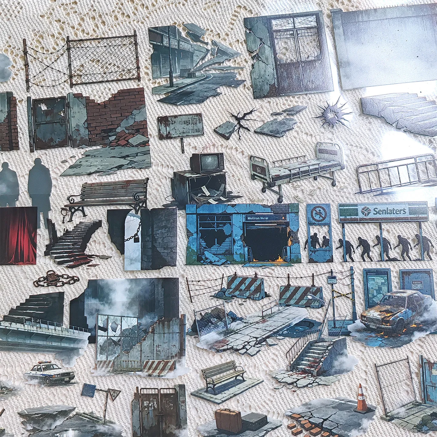 DIY Zombie Apocalypse Silent Land Scene Building Dark Slight Horror Washi Tape for Journaling Scrapbooking