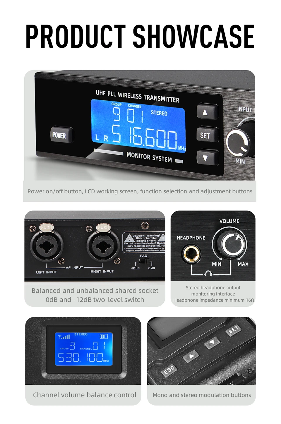 Paulkitson G6000 PRO Drahtloses In-Ear-Monitoring-System IEM Drahtloses Bühnenmonitoring UHF Stereo Zero-Delay Metallgehäuse für Sänger – Detail 7