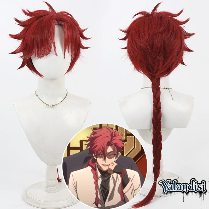 Yalandisi& Anime Link Click Vein Cosplay Prop Long Wig Cos Red Gradient Braid Hair Heat Resistant Synthetic Hair Halloween Anime