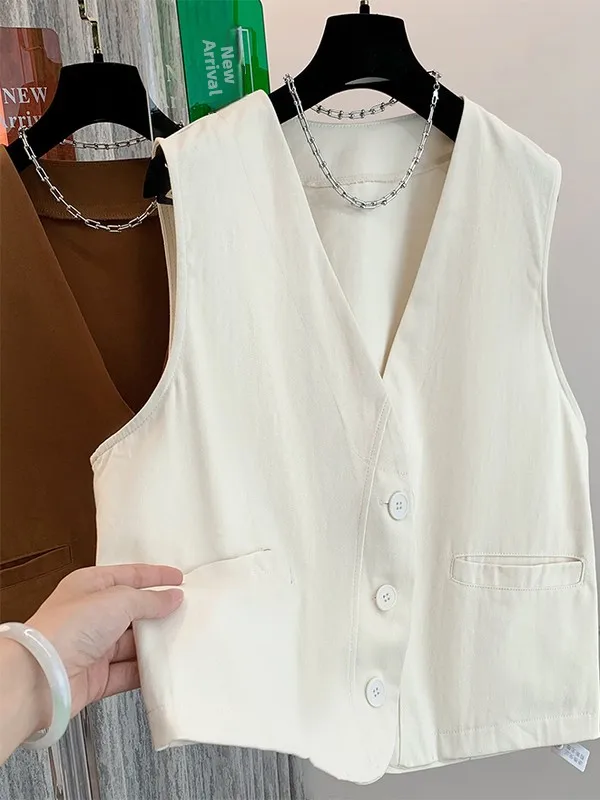 

Свободный хлопковый жилет Jaet, женский V-Ne, простой дизайн, рабочая одежда, осенняя мода, Новое поступление, эффект похудения