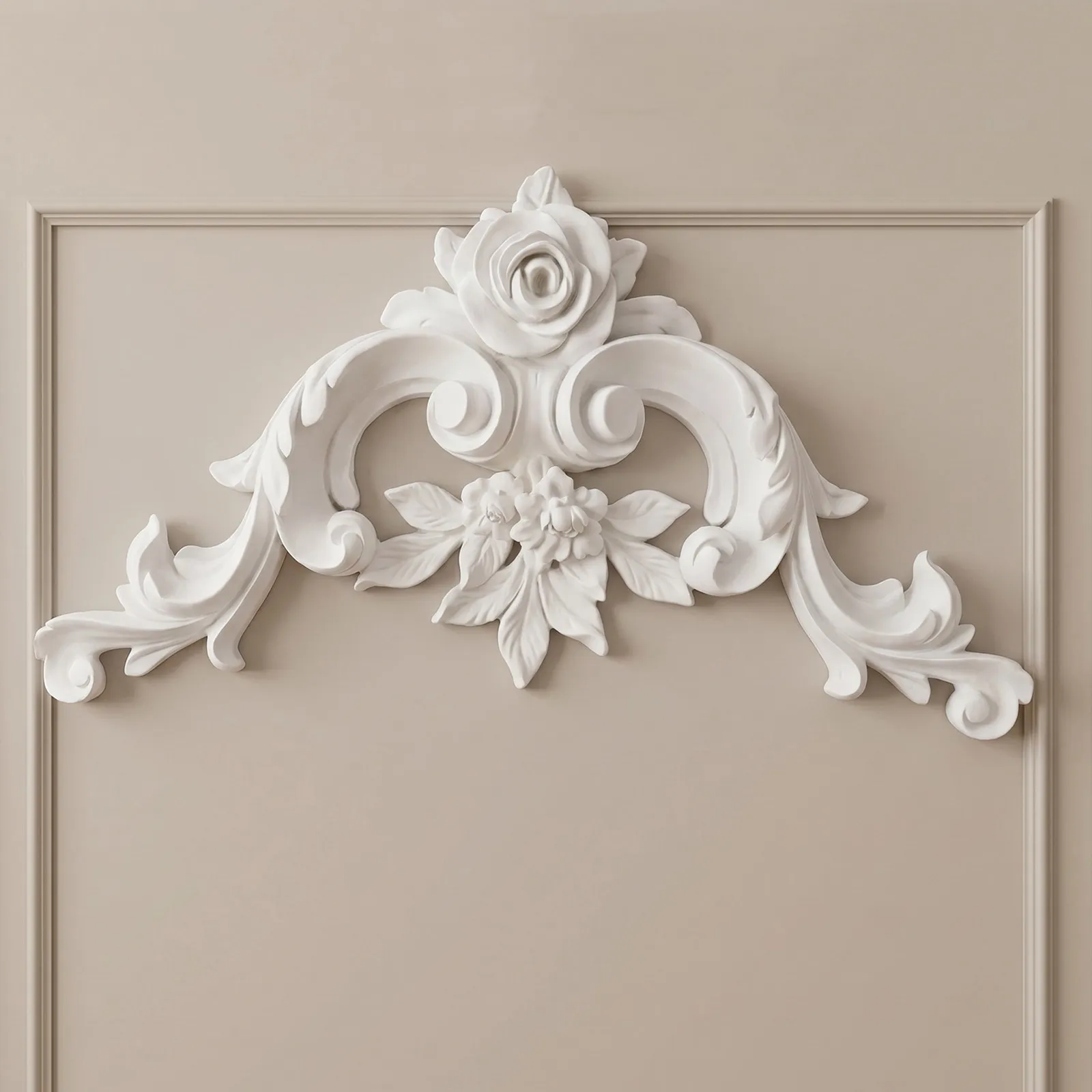 PU White Baroque Ceiling Molding Decorative Corner Onlay Applique European Style Floral Rosette Ornament Ceiling Border Trim