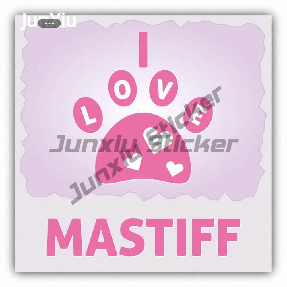 

Paw I Love Mastiff Dog Car Sticker Creative Waterproofing Decorative Window Bumper Truck Pickup Camper Decal Accessories Campin