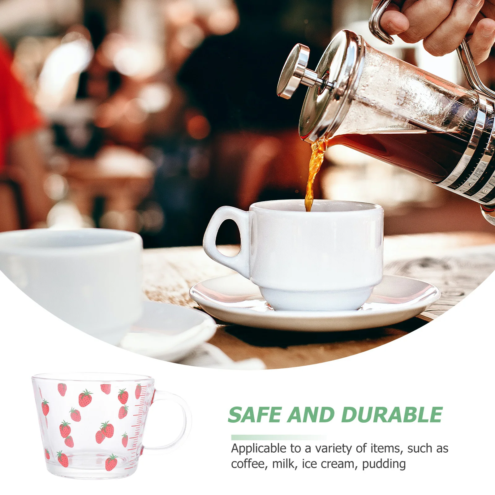 

1Pcs Lovely Glass Water Cup Strawberry Pattern Cup Fashionable Design Perfect for Home Coffee Shop Restaurants Hotels