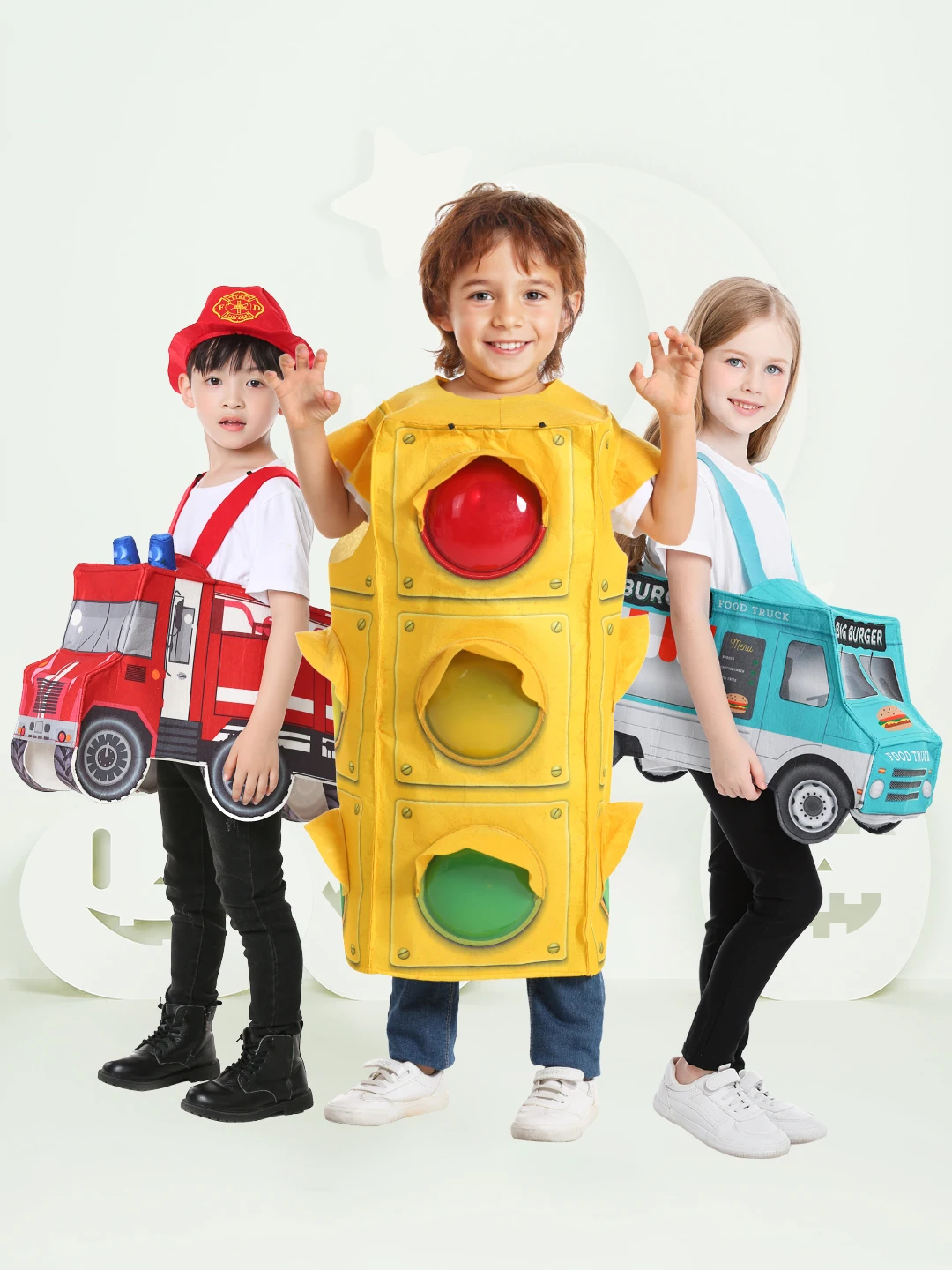 Disfraz creativo de Halloween para niños, ropa de actuación escolar, traje de actuación ligero rojo, fibra de poliéster