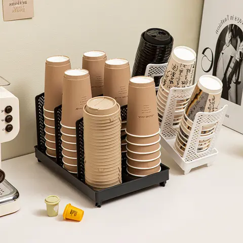Disposable Cup Holder Coffee Paper Cup Dispenser Storage Rack Tea Shop Organizers Luxury Disposable Cup Storage Holder