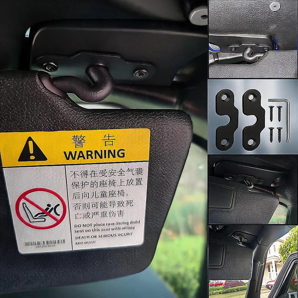 Sun Visor Hook Installation Kit Visor Repair Car Accessories 2X Clips 4X Screws Aluminum alloy For Jeep Wrangler JK JL JT 07-26 view 6