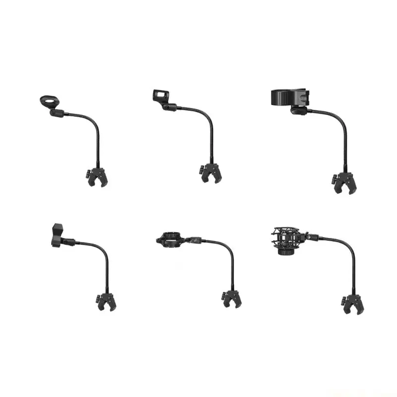 M5TD Clamp-On Recording Mount with Flexible Neck, Knob-Adjusted Attachment, and a Single Stand Included in the Package