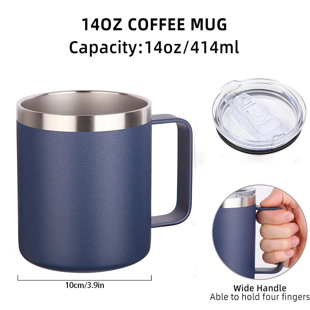 14 oz (approx. 396.9 g) Mug, Vacuum Insulated, Stainless Steel with Lid