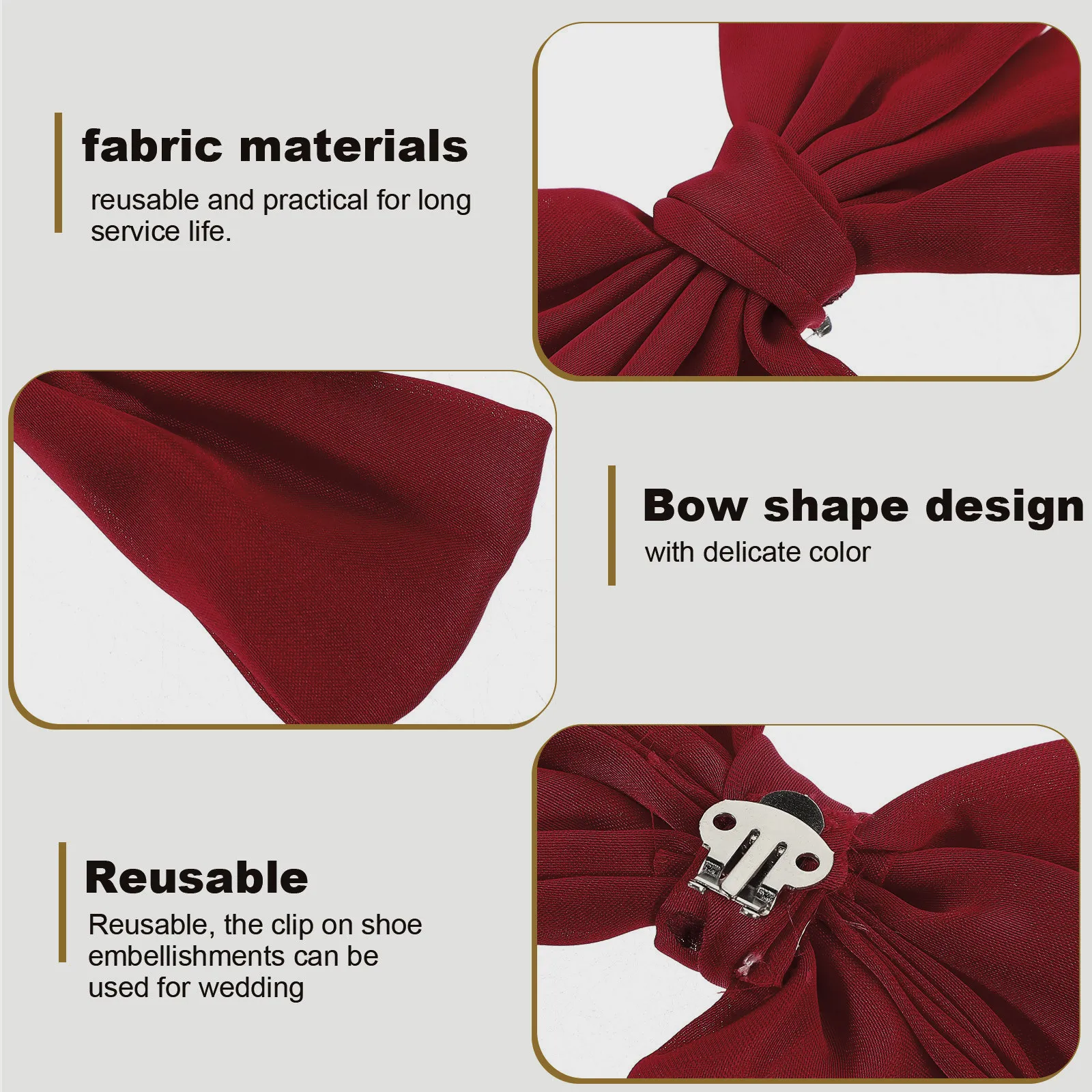 1 Pair Bow Shoe Clips Fabric Bridal Wedding Decorative Shoe Buckles Clips for Heels Flats Pumps Accessories Bow Shoes Buckle