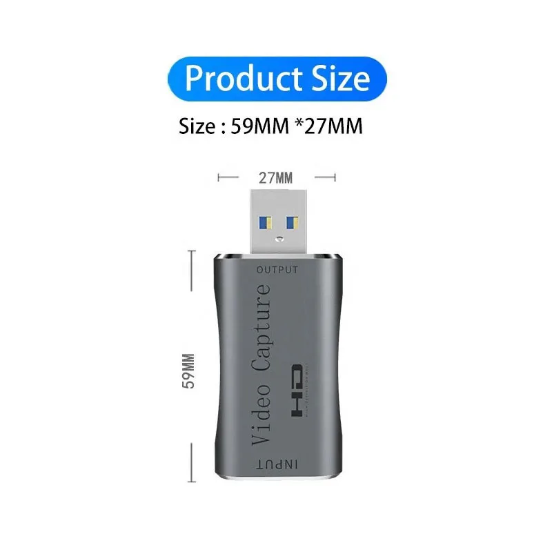 USB 3.0 60fps لجهاز بطاقة التقاط الصوت والفيديو HDMI 4k لصندوق تسجيل ألعاب البث المباشر OBS