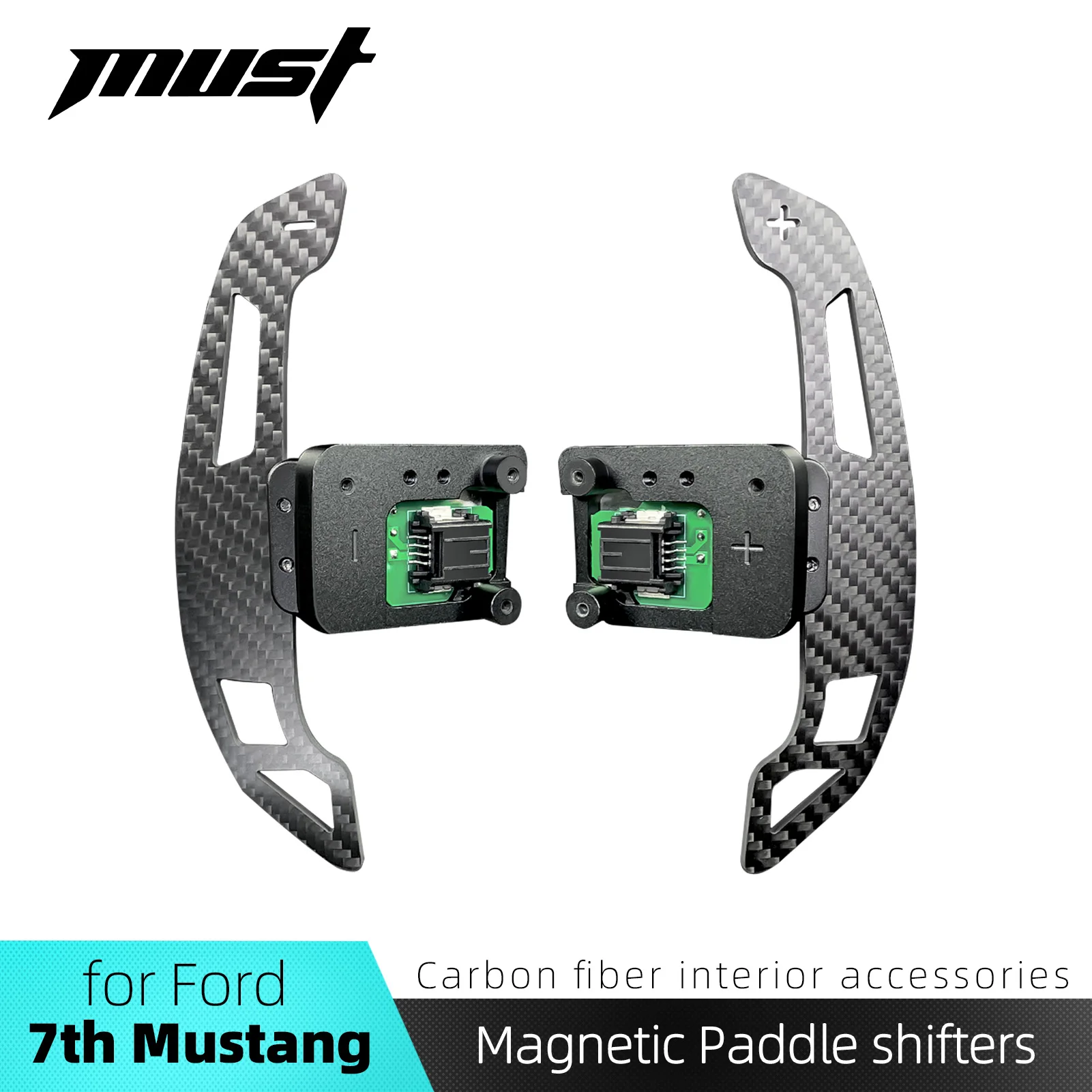 for Ford 7th Gen Mustang Dark Horse S650 GT GTD 2024 2025 Hollow Design Magnetic Carbon Fiber Paddle Shifter Replacement Parts