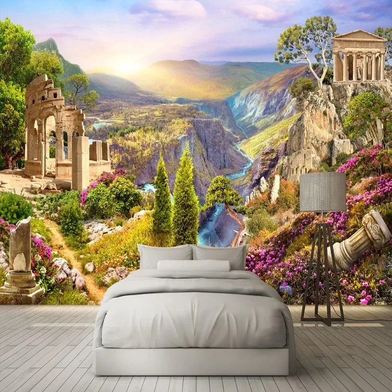 Modern 3D Garden Landscape Wallpaper Nature Themed Mural for Living Room Bedroom Home Decor Background Wall Art Painting