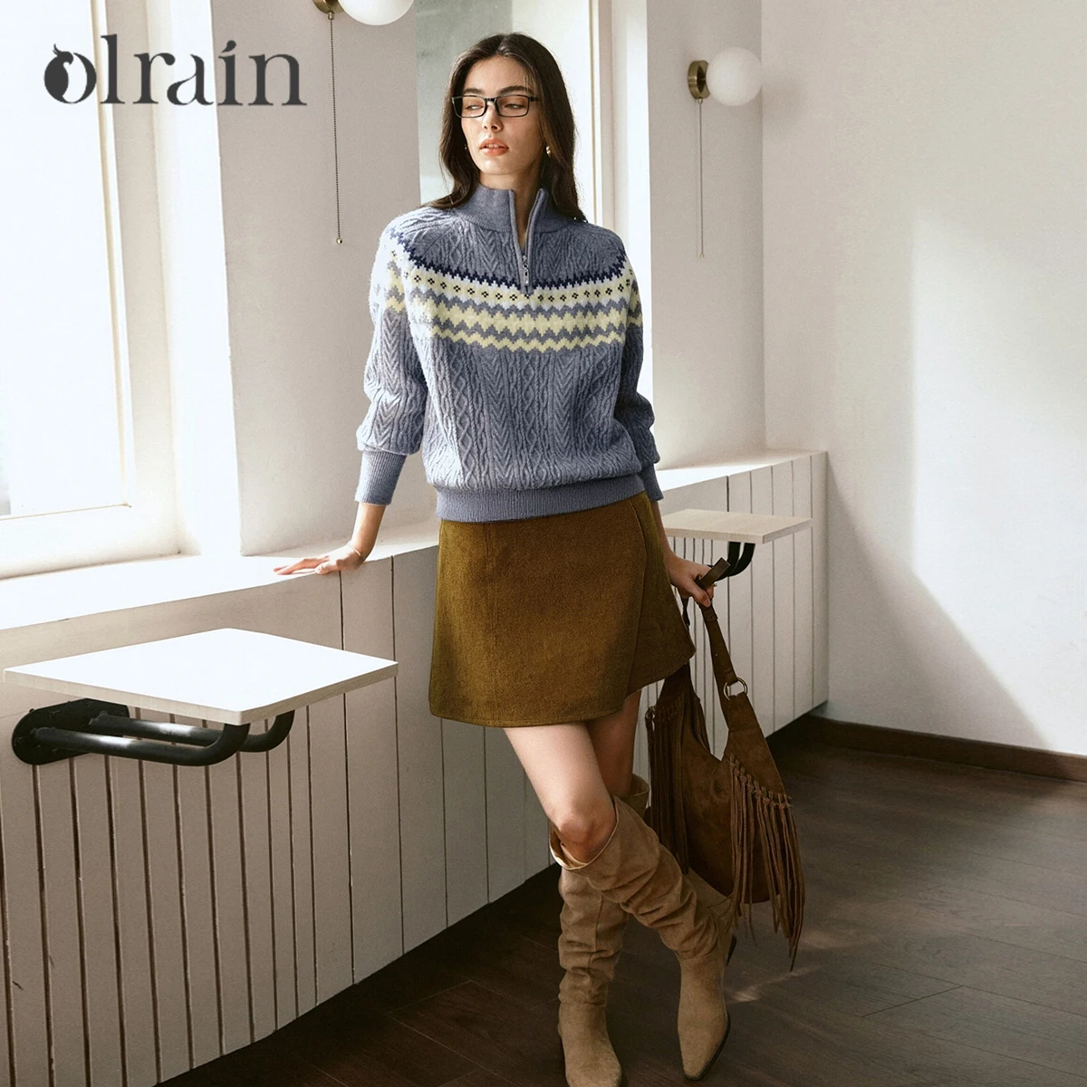 

OLrain Autumn Mini Short Skirts for Woman 2025 New in Commute A-line Skirt Solid Fashion Vintage Skirt Lady Clothes O57DB001898