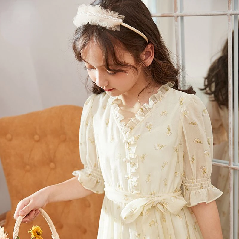 Summer Girls Dress 12 Children\'s Clothing Sweet Little Fresh Elegant Fashion Kids Princess Party Dresses Wedding of 10 Years Old